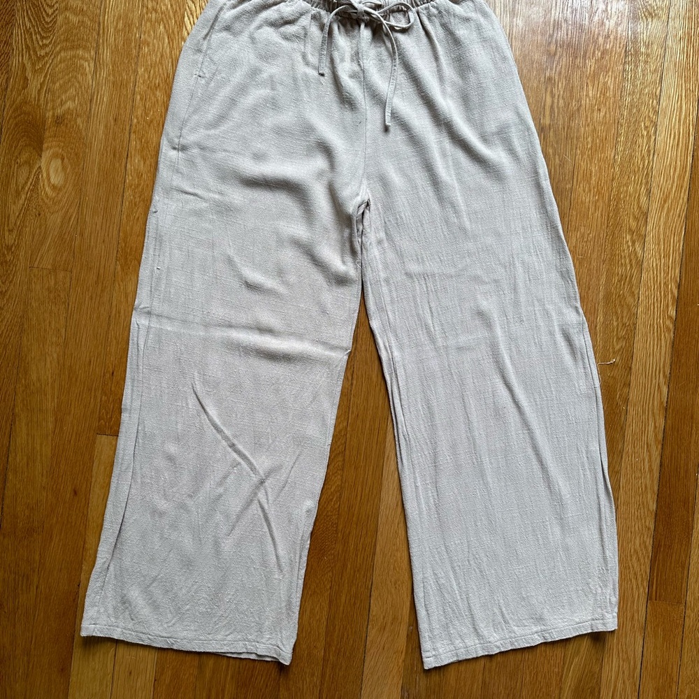 Beige Wide-Leg Pants